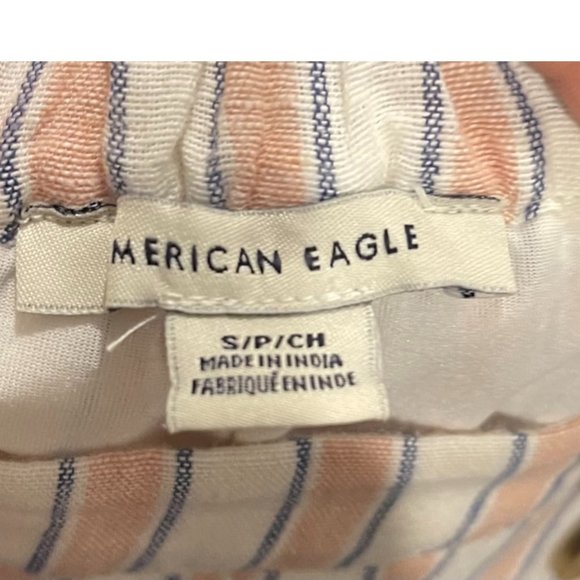 AMERICAN EAGLE Linen Striped Wide Leg High Rise Pants - Picture 2 of 4